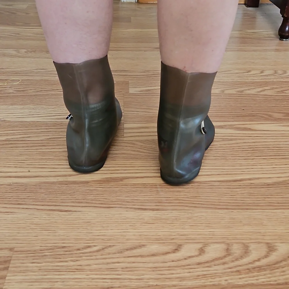 Vintage 50's Red Ball Plyron Snug Up Plastic Boots Size 8 USA MCM